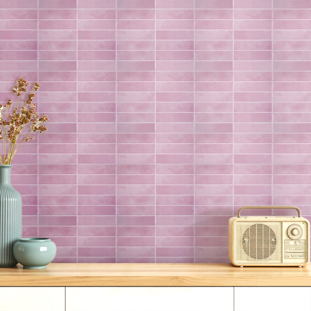 (Pink) 10Pcs Self-Adhesive Wall Tile Stickers