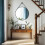 700mm Round Circle Wall Hanging Mirror with Black Aluminum Frame 3