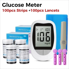 Blood Glucose Sugar Monitor Diabetes Testing Kit +100 Test Strips +100 Lancets