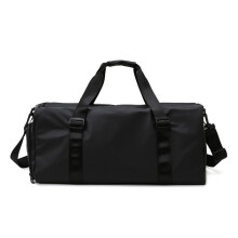 Piccola borsa da palestra, borsa da allenamento per sport e gite del fine settimana, con scomparti per scarpe e vestiti bagnati - nera