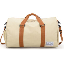 Borsa sportiva da palestra con scomparto per scarpe e tasca, borsa da viaggio, borsa da weekend - cachi