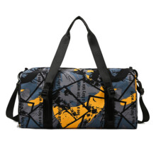 Borsa sportiva da palestra con scomparto per scarpe e tasca per liquidi, borsone impermeabile per il fine settimana - Graffiti gialli