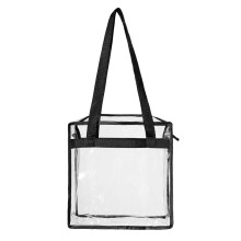 Borsa tote trasparente con cerniera e chiusura, regolabile, approvata per lo stadio - Nero