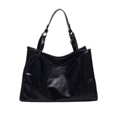 Borsa a tracolla da donna, grande, tascabile, in pelle, per lavoro, spiaggia, pranzo, viaggi, shopping - Nero
