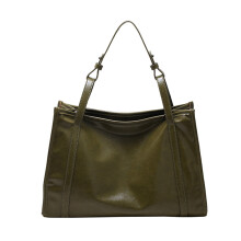 Borsa a tracolla da donna, grande, tascabile, in pelle, per lavoro, spiaggia, pranzo, viaggi, shopping - verde