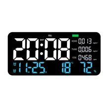 LED Digital Wanduhr Formaldehyd/CO2/TVOC Anzeige blau