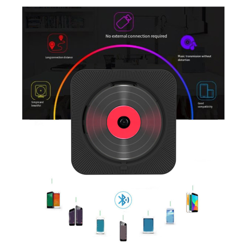 Portable CD Player Bluetooth Speaker Stereo LED Screen EU Plug 2