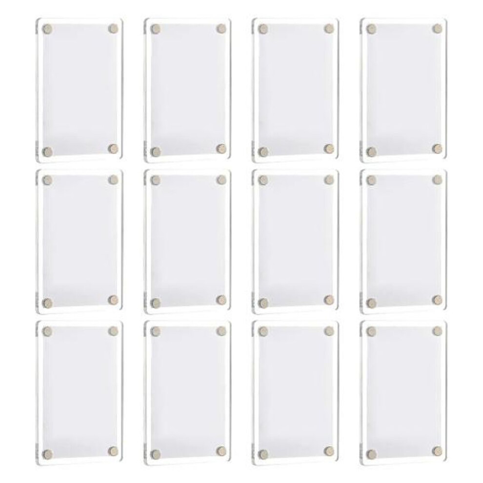 12Pcs Magnetic Photo Frame Refrigerator Magnet Double-sided Clear Acrylic Family Picture Display Frame Home Office Fridge Decoration Photo Holder