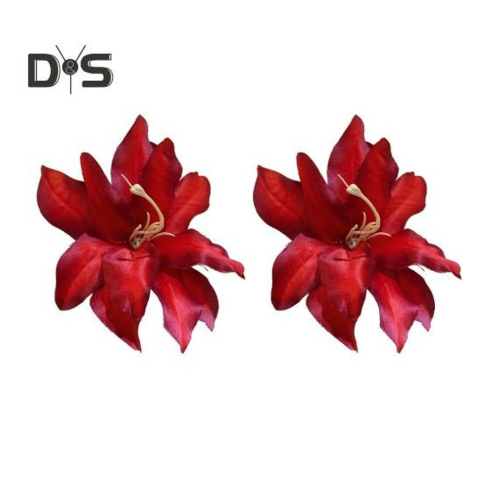 (red) 1 Pair Women Hair Clips Large Flower Decor Side Hair Pins No Hair Damage Hairpins Non-fade Hair Accessory