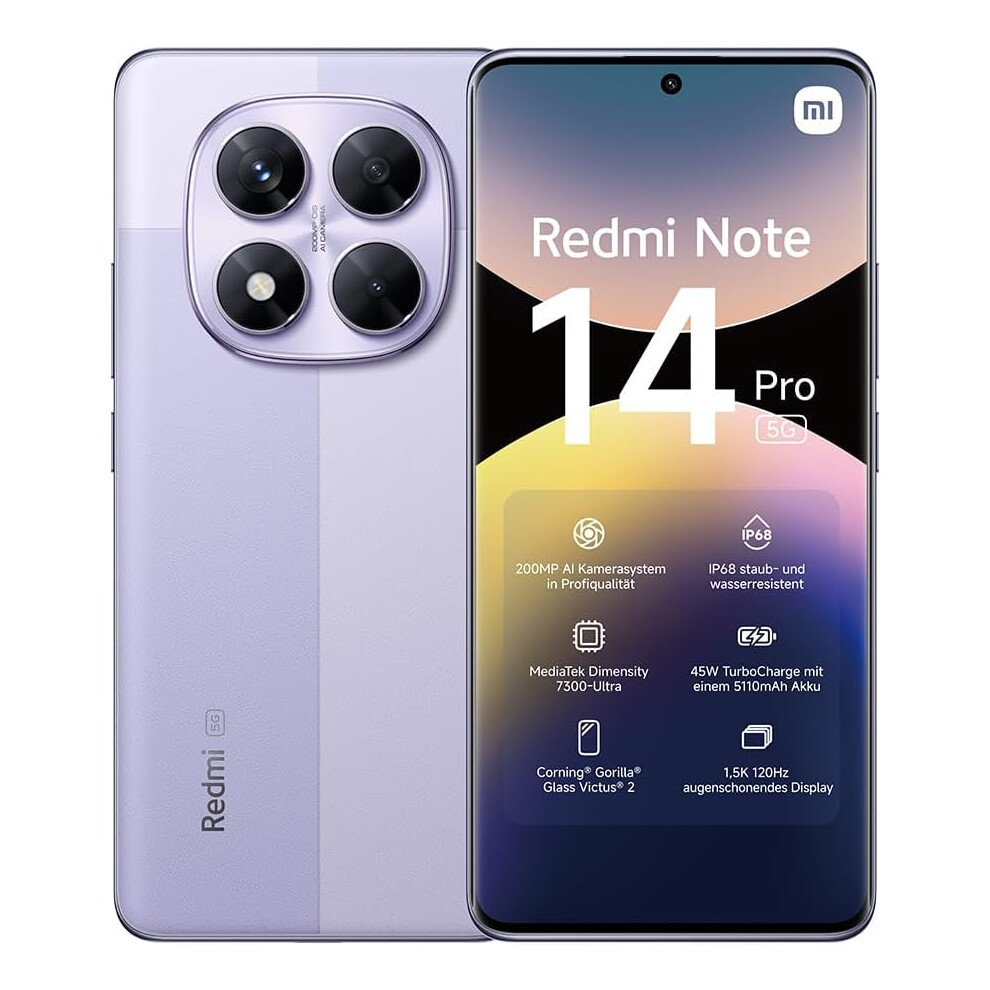 Redmi Note 14 Pro 5G Dual + eSim 256GB (8GB RAM) Global Lavender Purple