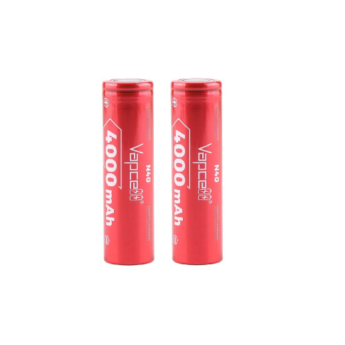 2x Vapcell N40 18650 4000mAh 3.7V Batteries 10A Flat + case