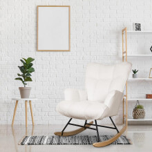 Alivio Teddy Rocking Chair for Nursery with High Backrest (White)
