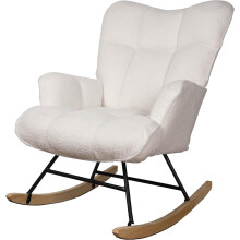 Alivio Teddy Rocking Chair for Nursery with High Backrest (White)