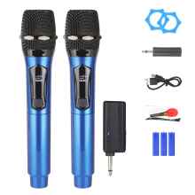 Draadloze één-op-twee thuismicrofoon voor KTV-optredens, blauw