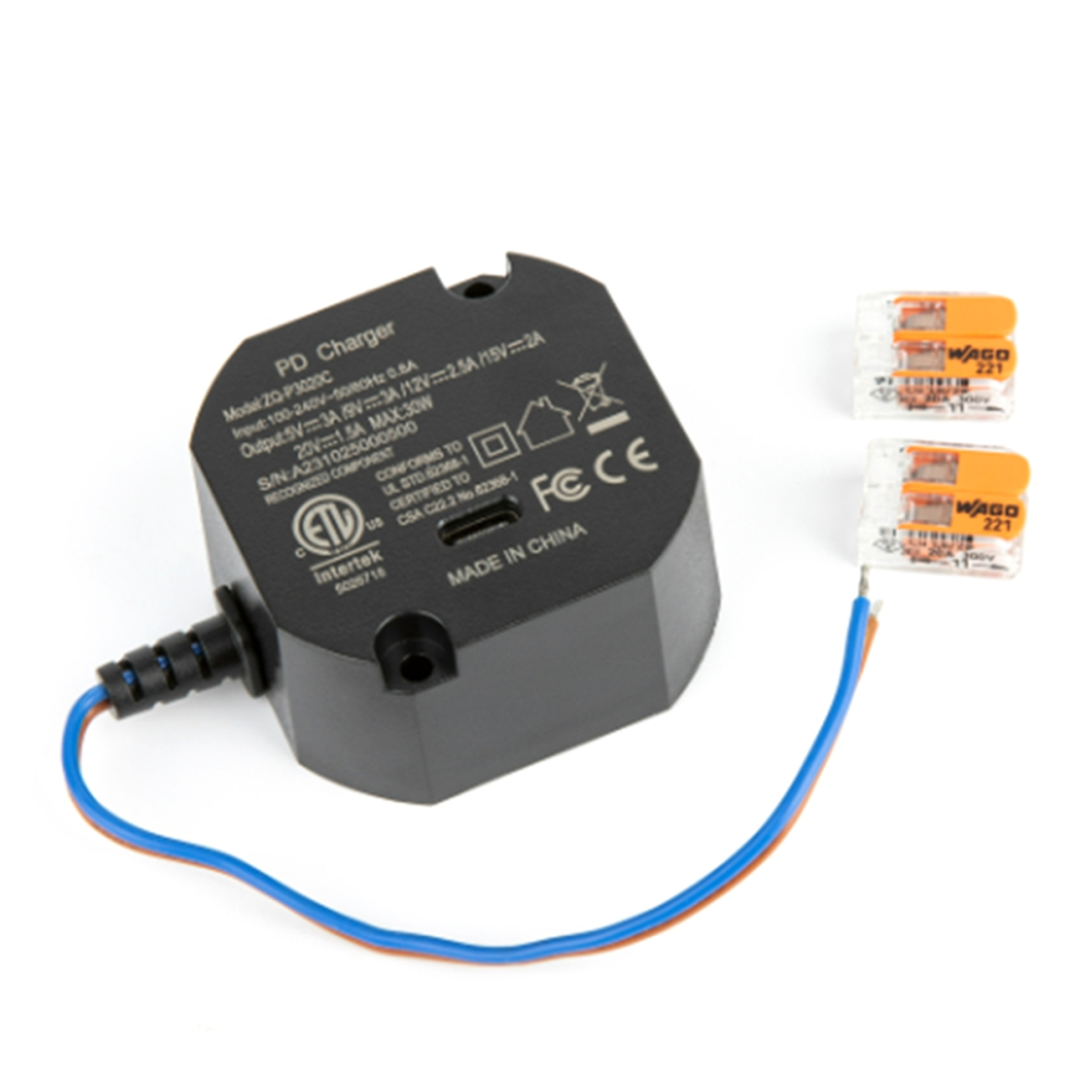 Adaptateur secteur vers USB-C, bloc d'alimentation mural encastré AC-USBC-EU