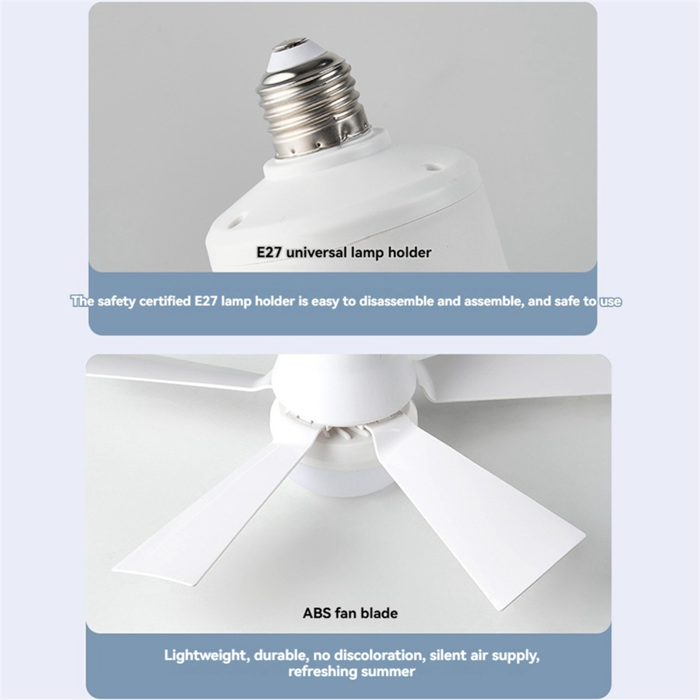 Lampe ventilateur à douille avec télécommande (distance 5 m) E27 40 W Noir