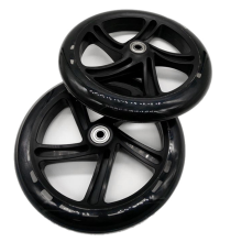 2 Stück Rollerrad 200 mm PU-Material Rad, Transparent Schwarz