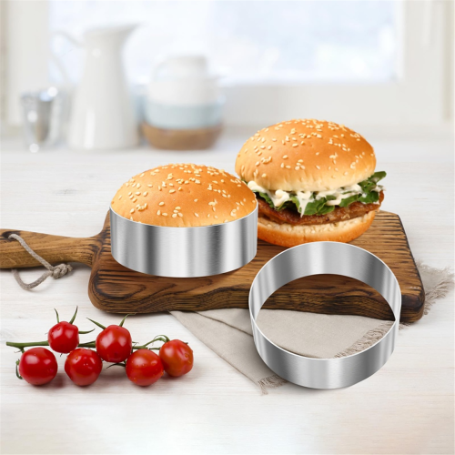 6 Stück Hamburgerbrötchenringe, Burgerform, 4 Zoll große Ringformen 2