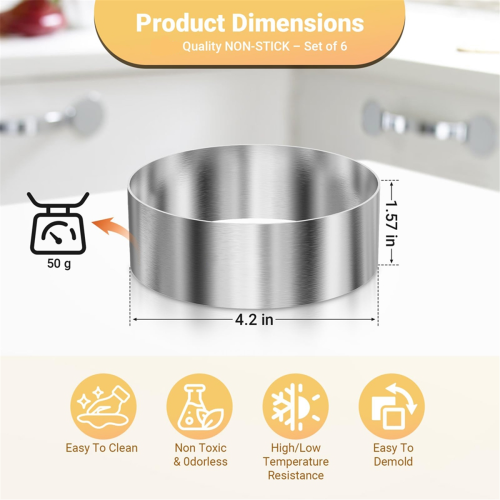 6 Stück Hamburgerbrötchenringe, Burgerform, 4 Zoll große Ringformen 1
