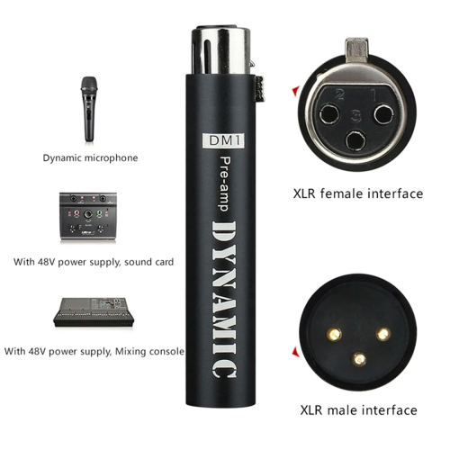 Replace for DM1 Dynamic Microphone Preamplifier Gain Amplifier,Red 2