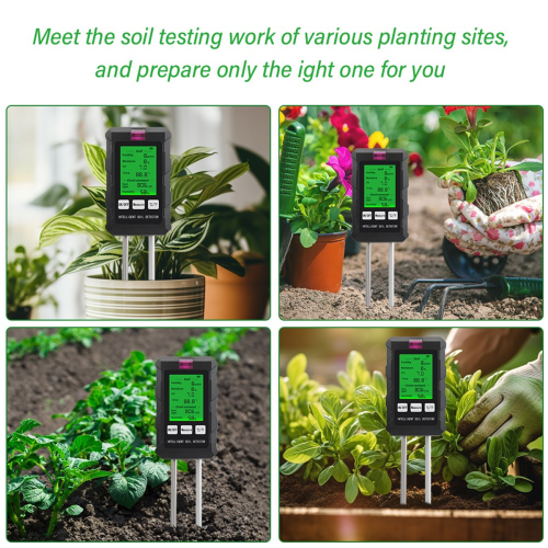6-in-1 Soil Tester: pH, Temperature, Humidity, Sunlight & Air Moisture Detector with Backlit Digital Display 1