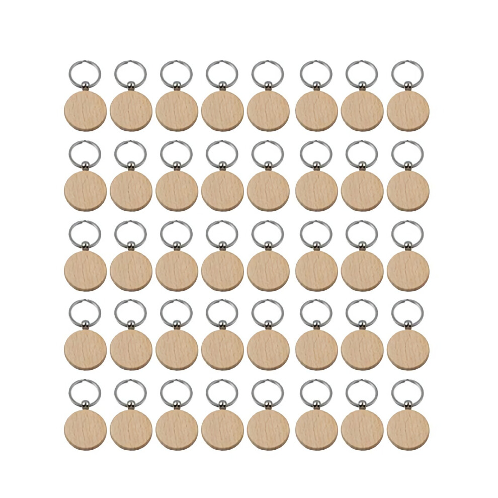 40Pcs Blank Round Wooden Key Chain Diy Wood Keychains Key Tags 4853123275390