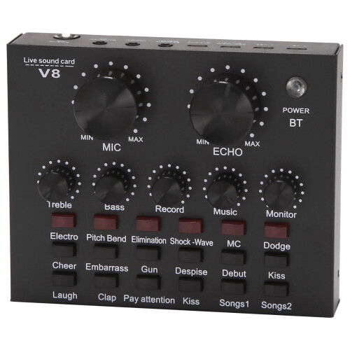 Κάρτα ήχου V8, σετ ήχου, διεπαφή εξωτερικού USB, ζωντανό μικρόφωνο, ήχος