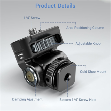 DSLR-cameraklem, verstelbare monitorbevestiging met cold shoe 1/4 schroef
