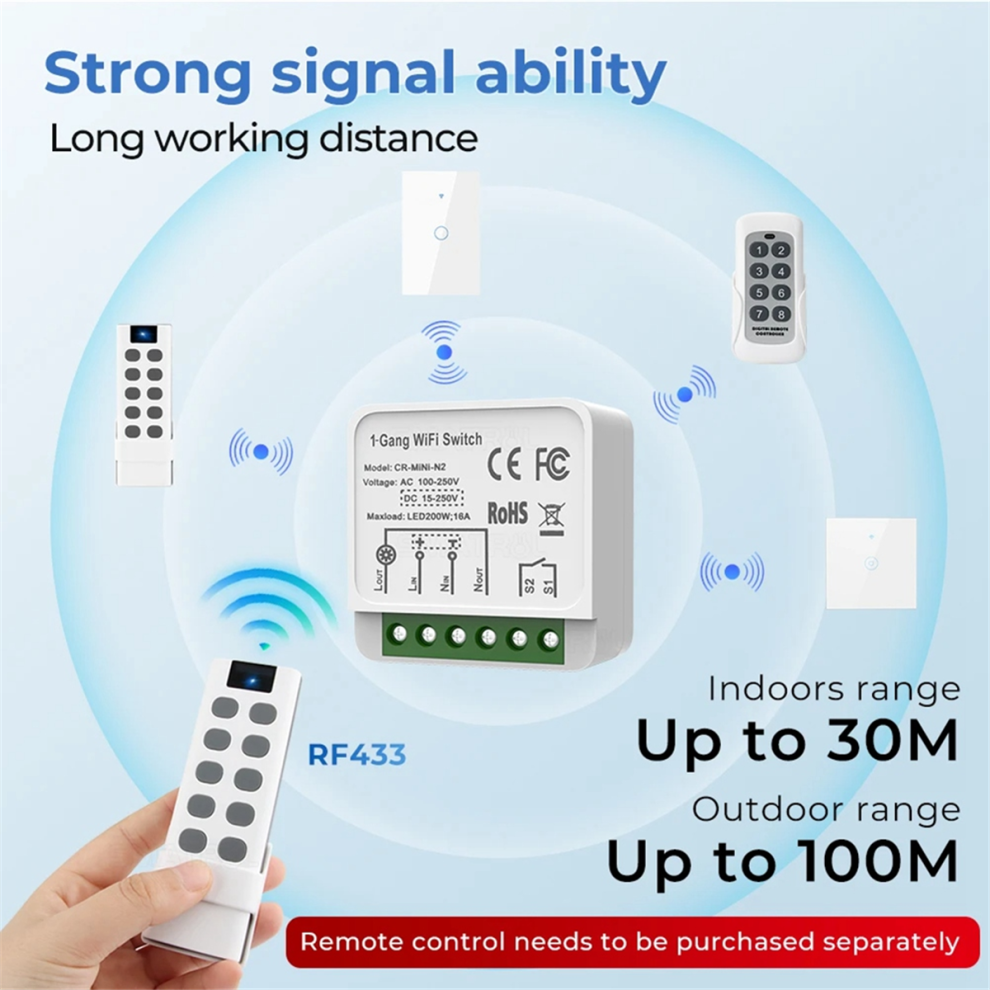 Tuya Wifi Rf433 Smart Switch Module With Remote Control 4853123291925