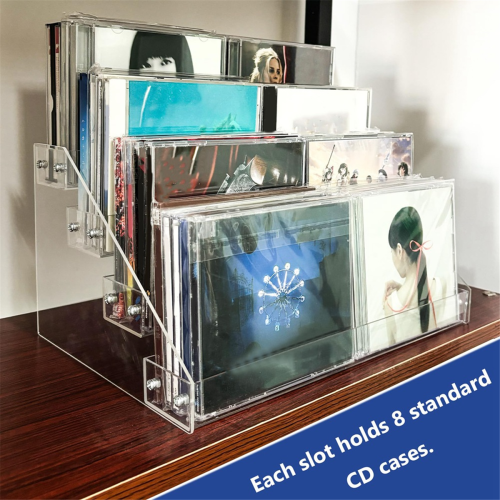 4Tier Clear Acrylic CD Holder Cascading CD Storage Rack,Display Rack 1