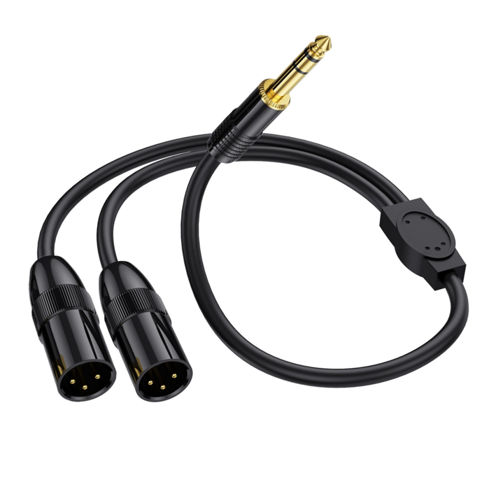 6.35Mm Trs Male Plug To 2 Dual Xlr Male Microphone Stereo B Gold 4853123297101