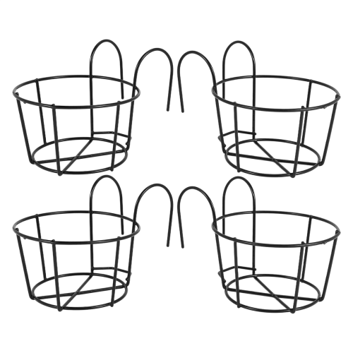 4Pcs Hanging Railing Pot Holders Plant Iron Racks Small 2