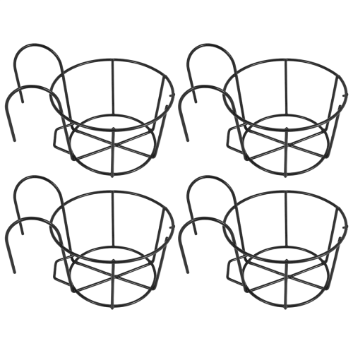 4Pcs Hanging Railing Pot Holders Plant Iron Racks Small 1