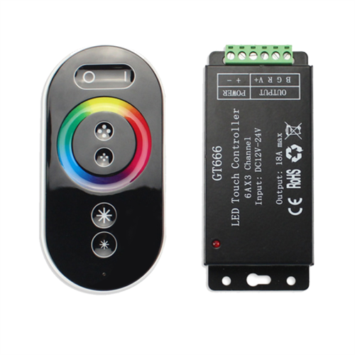 Controller per strisce LED RGB GT666, telecomando touch wireless, DC12V 24V 18A