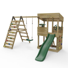 Rebo Lookout Tower with Swing and Climbing Wall plus 6ft Slide - Crest