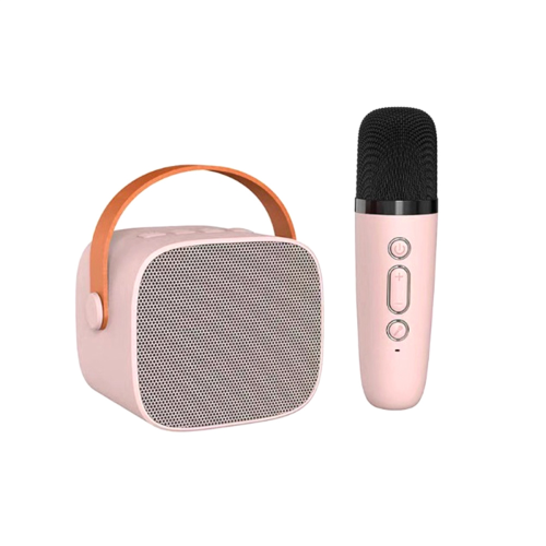 Bluetooth-luidspreker met 1 draadloze microfoon Mic Karaoke-machine Roze 1