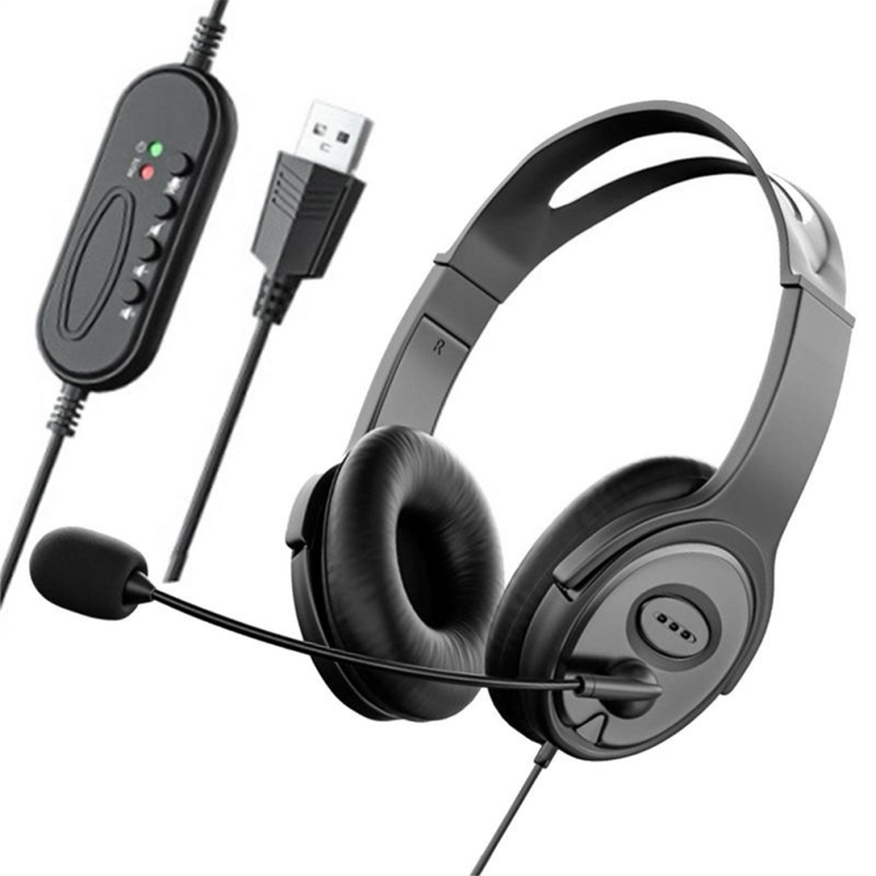Call Center Headset With Noise Cancelling Mic For Zoom Skype Office 4853123213620