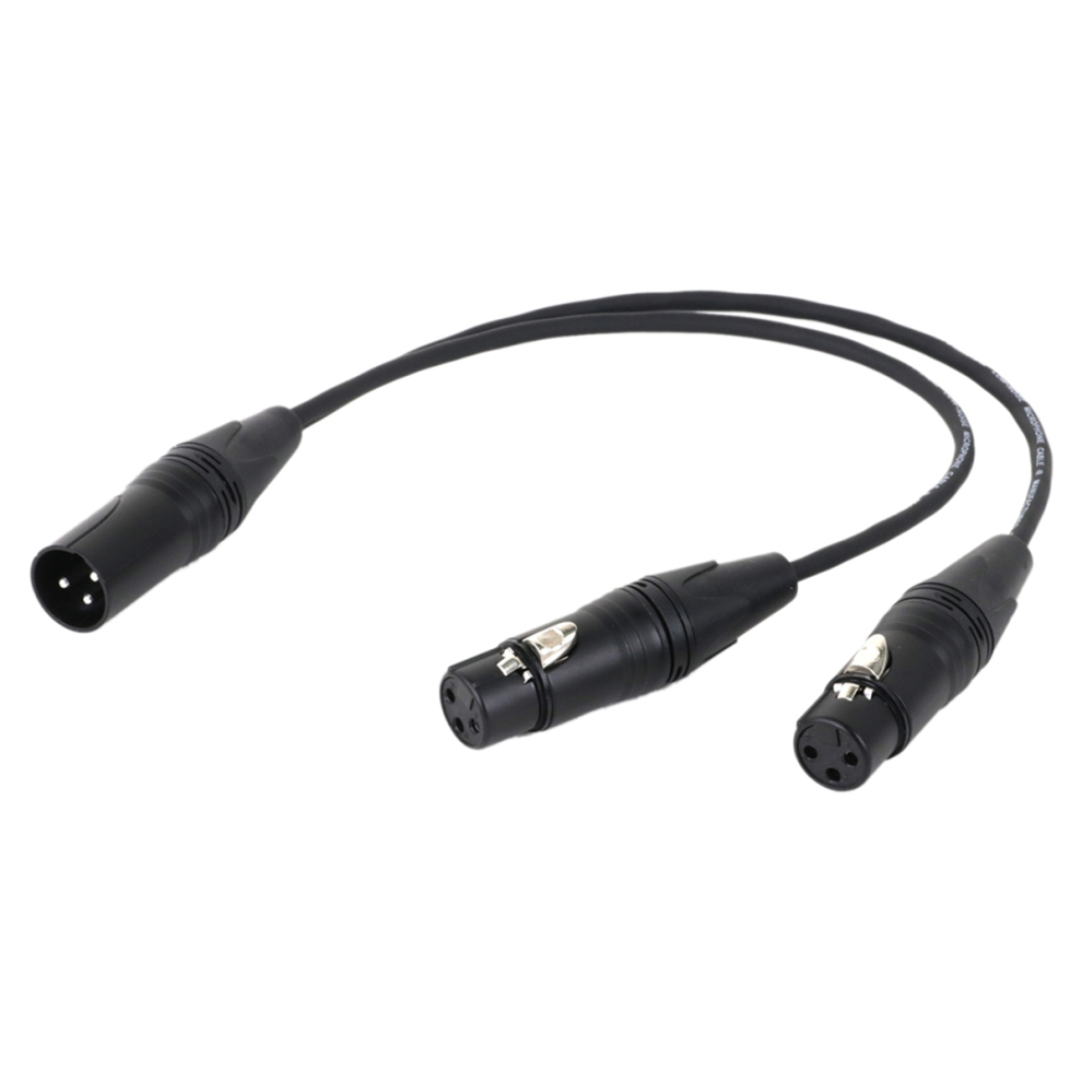 Photos - Cable (video, audio, USB) 0.5M black 3Pin XLR 1 Male to 2 Female Audio Extension Cable