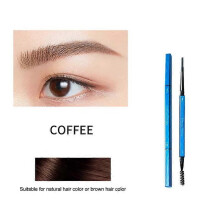 (03 coffee) 4-color Double-headed Eyebrow Pencil Slim Stero Wild Eye Brow Lasting Not Blooming Natural