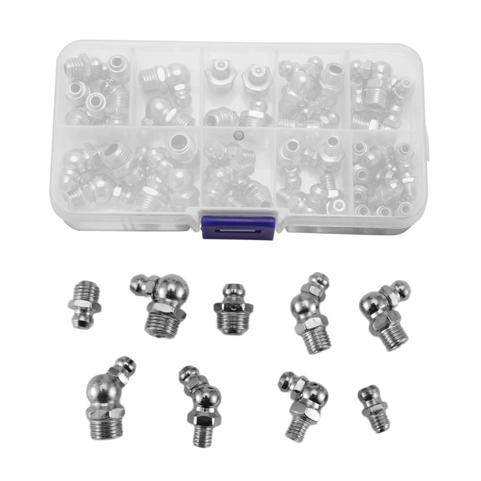 60Pcs Metric Grease Fittings Kit, Hydraulic Grease Zerk Assortment 4853123232140