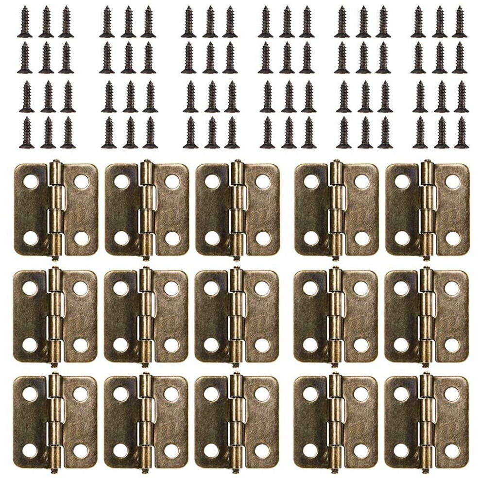 Lot de 50 mini charnières pour armoire avec vis de rechange en laiton 200 x 8 mm, charnières métalliques pour boîte à bijoux en bois
