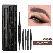 (coffee) Double Ended Eyebrow Pencil Waterproof Long Lasting No Blooming Eyebrow Enhancers Rotatable