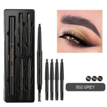 (grey) Double Ended Eyebrow Pencil Waterproof Long Lasting No Blooming Eyebrow Enhancers Rotatable