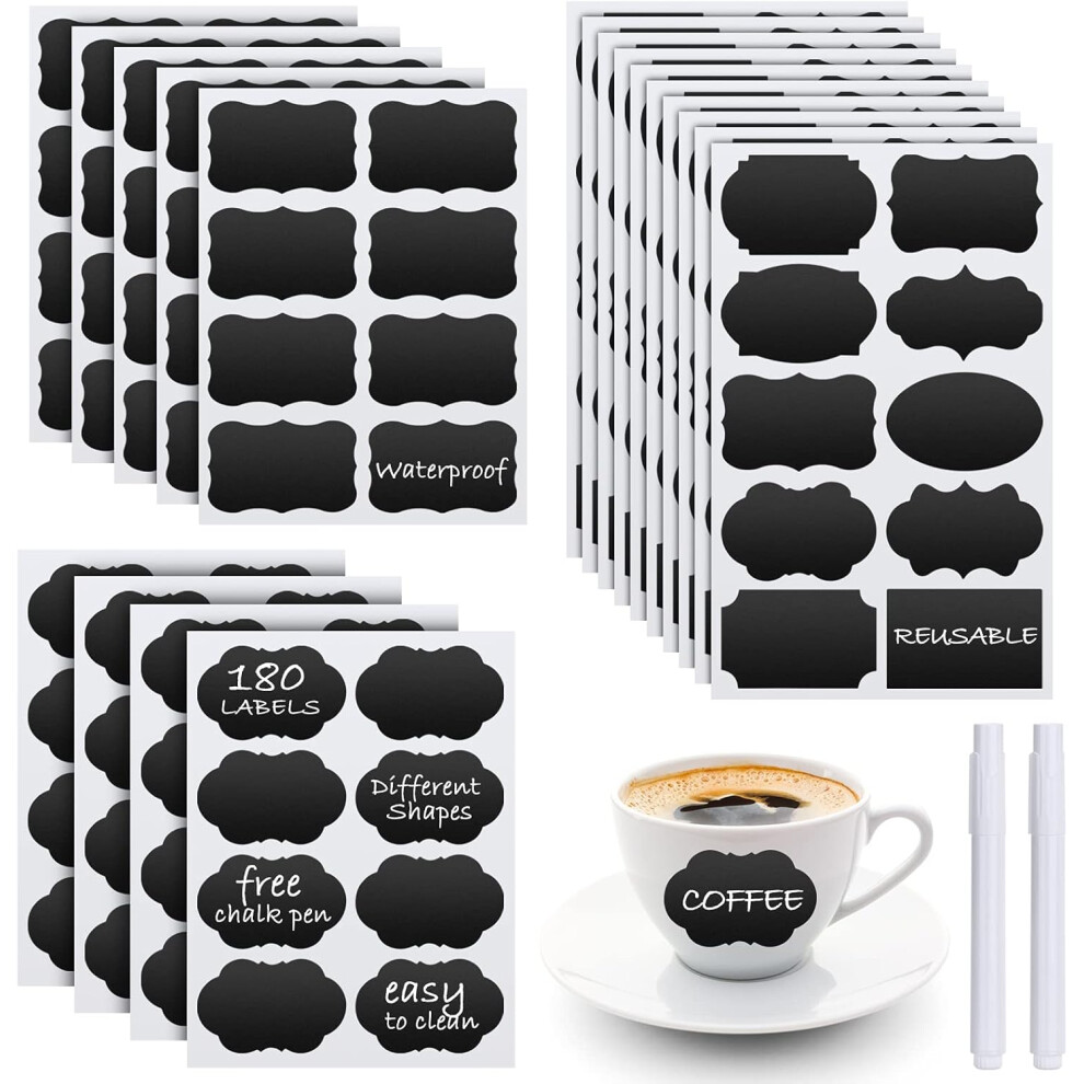 Étiquettes amovibles, 40 étiquettes tableau noir, autocollants multiformes en plastique imperméables, idéales pour marquer les boîtes Mason
