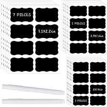 Étiquettes tableau noir pour bacs de rangement, 120 pièces, étiquettes minimalistes pour épices, noires, réutilisables et imperméables
