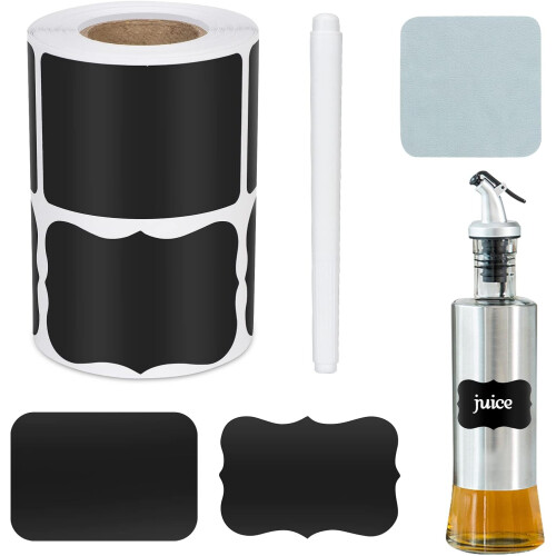 KSIWRE Lot De 36 Étiquettes à Linge Pour Bocaux - Autocollants Minimalistes Imperméables Pré-Imprimés Pour Organisation Salle De Bain Et Buanderie (Noir)