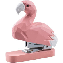 Schreibtischfigur aus Holz mit Tierhefter, Skulptur für Schul- und Büroschreibwaren (Flamingo)