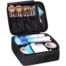 Reise-Make-up-Tasche, großer Make-up-Koffer, Organizer für Frauen und Mädchen (Schwarz)
