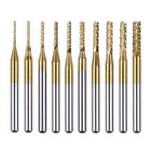 10 Stück 0,8–3 mm titanbeschichtete Hartmetall-Gravierfräser, 1/8-Zoll-Schaft, für Dremel-Drehwerkzeuge