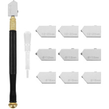 Glasschneider-Werkzeugsatz, 2 mm – 20 mm, Bleistift-Stil, Ölzufuhr, Hartmetallspitze mit 3 Arten von Ersatzköpfen